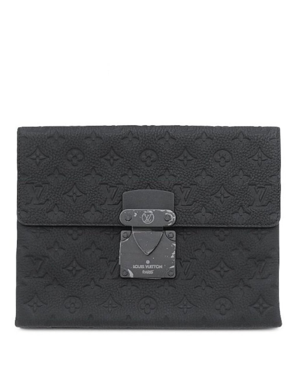 Louis Vuitton Clutch S Lock Pochette Leather Monogram Shadow Black Second